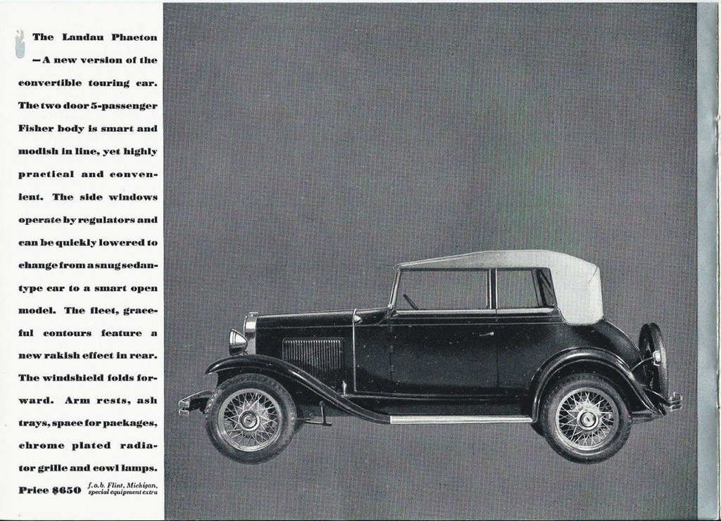 1931 Chevrolet 3 New Models Brochure Page 1